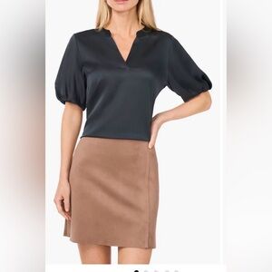 Vince Camuto Satin Blouse with Puff Sleeves